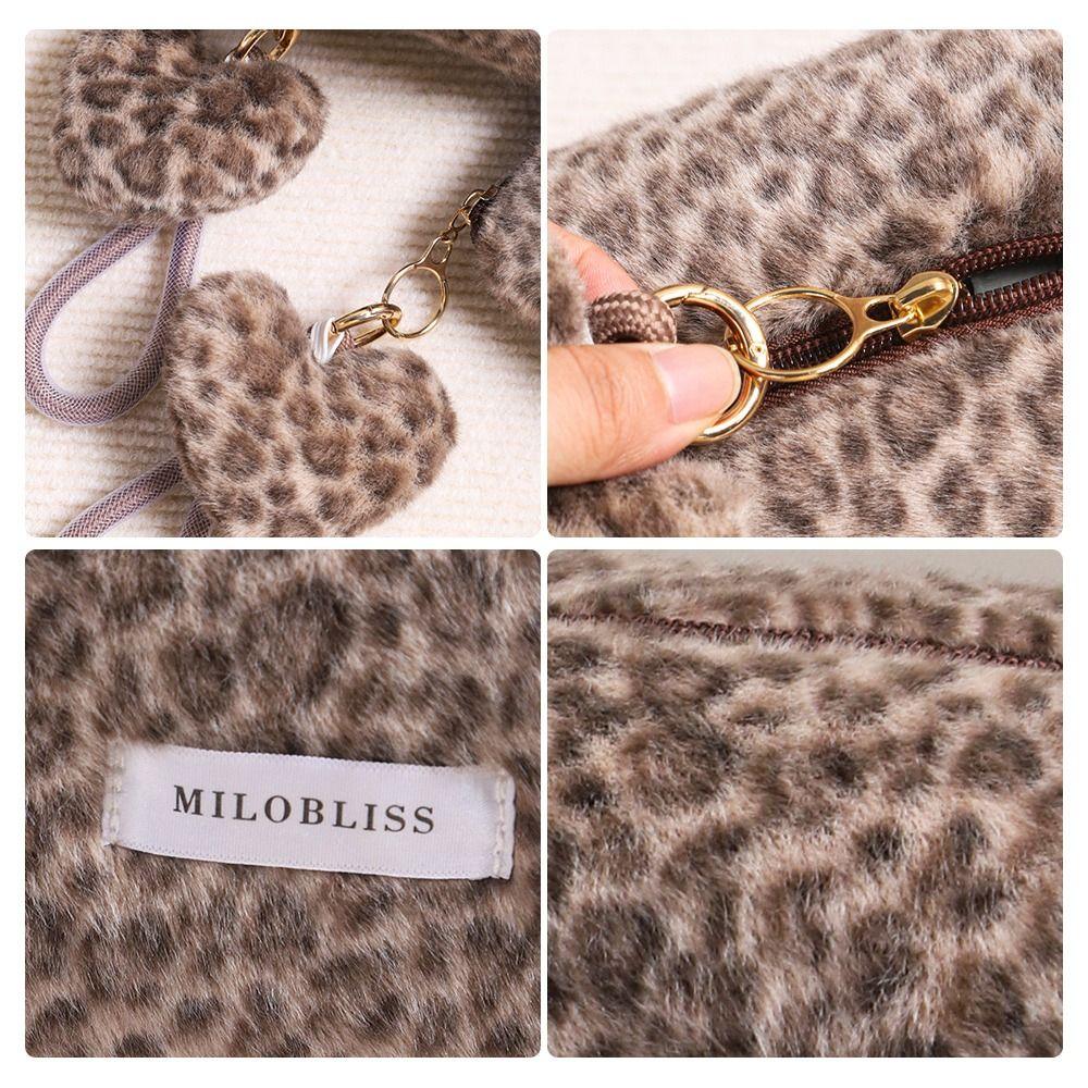 Fashion Fuzzy Makeup Bag Large Capacity Leopard Print Cosmetic Bag Portable Soft Travel Bag Cosmetic Storage