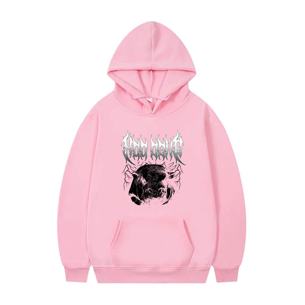 Vintage Moo Deng Print Hoodie Fuuny Baby Hippo Meme Hooded Sweatshirt Men Women Fashion Casual Oversized Fleece Cotton Hoodies