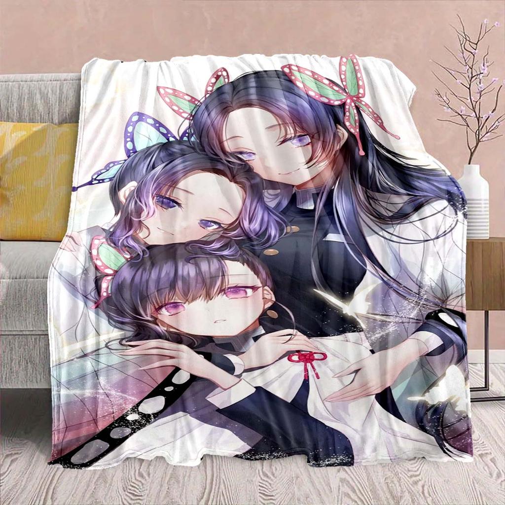 Demon Slayer Anime Flannel Blanket - Soft Warm Perfect for Sofa, Bedding Camping Travel Office Home Decor 