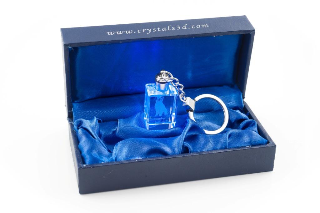 Clumber Spaniel - Crystal Key Ring with Dog Photo, Illuminated Key Ring, Unique Gift by Art-Dog Brand