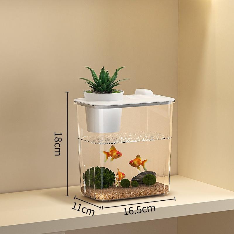 Moderner Tisch-Aquarium, Dekoratives Aquarium mit geringem Wartungsaufwand für Kampffische oder Garnelen, Aquarium, Kampffisch-Aquarium, Kristallklares Mini-Aquarium