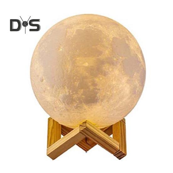 Lampa księżycowa z drewnianą podstawą 16 kolorów RGB, czujnik dotykowy, akumulatorowa, 3D, nocna lampa księżycowa, dekoracja sypialni