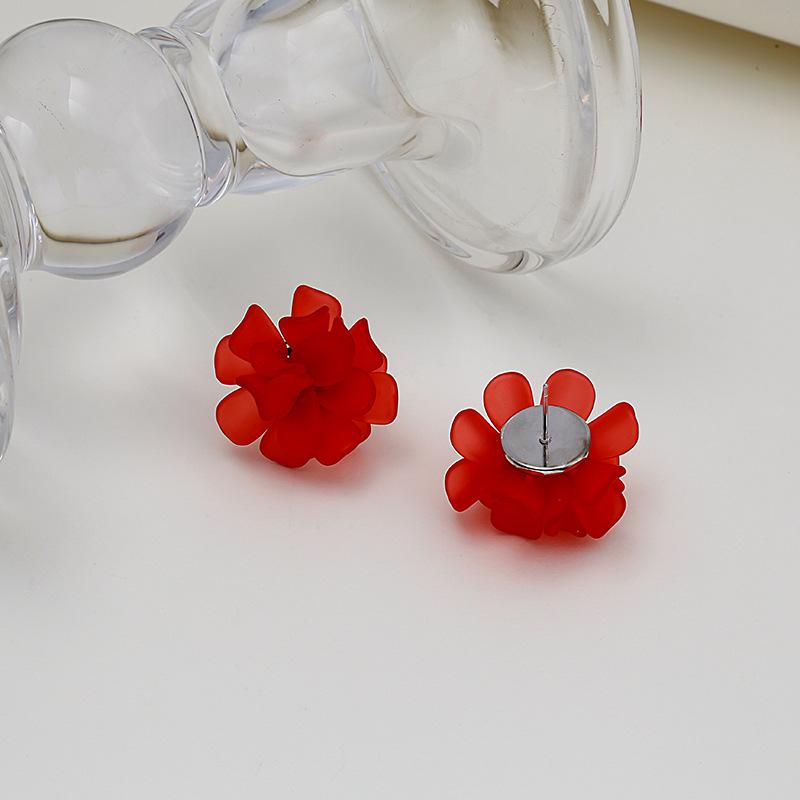 Anna Style Frosted Flower Earrings, 925 Silver Needle - Trendy Transparent Studs for Spring/Summer.