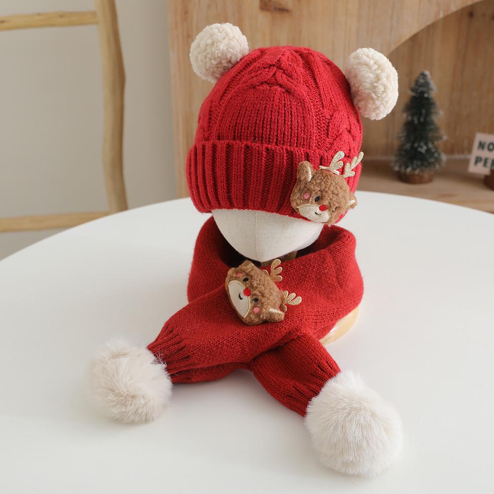 

Red Pom-Pom Wool Knit Hat for Baby Boys and Girls - Cute and Warm for Autumn and Winter Recommended for Children 1-6 Years (48-52cm)