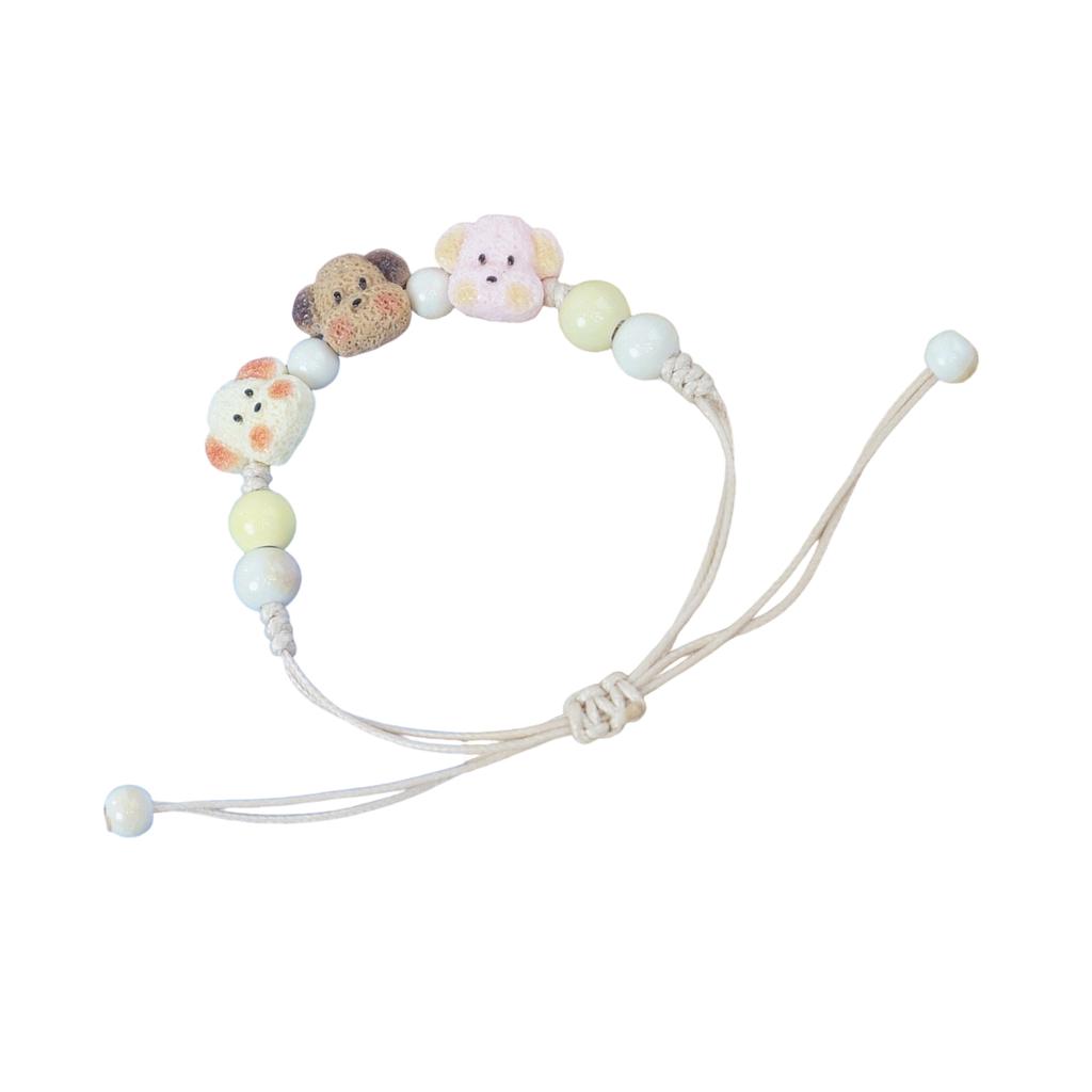 Distinctive Ceramic Dog Bracelet Handwoven String Bracelet Fashion Wrist Jewelry for Cartoon Style and Gift Giving