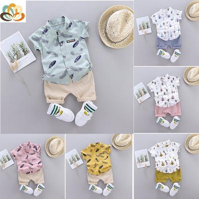 BELT 1-4Years Infant Baby Boys Clothes Set Cartoon T-shirt Tops+Shorts Summer Outfits