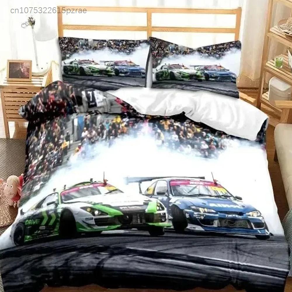 Drift Cars Cool Racing Car Bedding Set Single Twin Full Queen King Size Bed Set Adult Boys Bedroom 3D Print Men Boys Gift