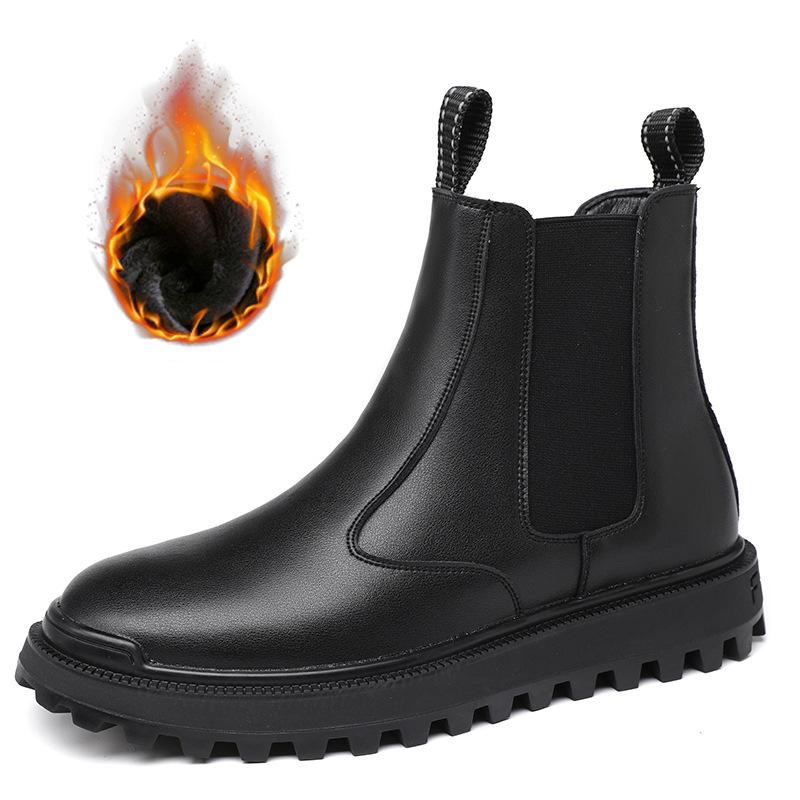 Mode Herren Casual Echtleder Stiefel Herbst Winter Schuhe Party Nachtclub Kleider Cowboy Plateau Stiefel Handsome Knöchel Chelsea Stiefel