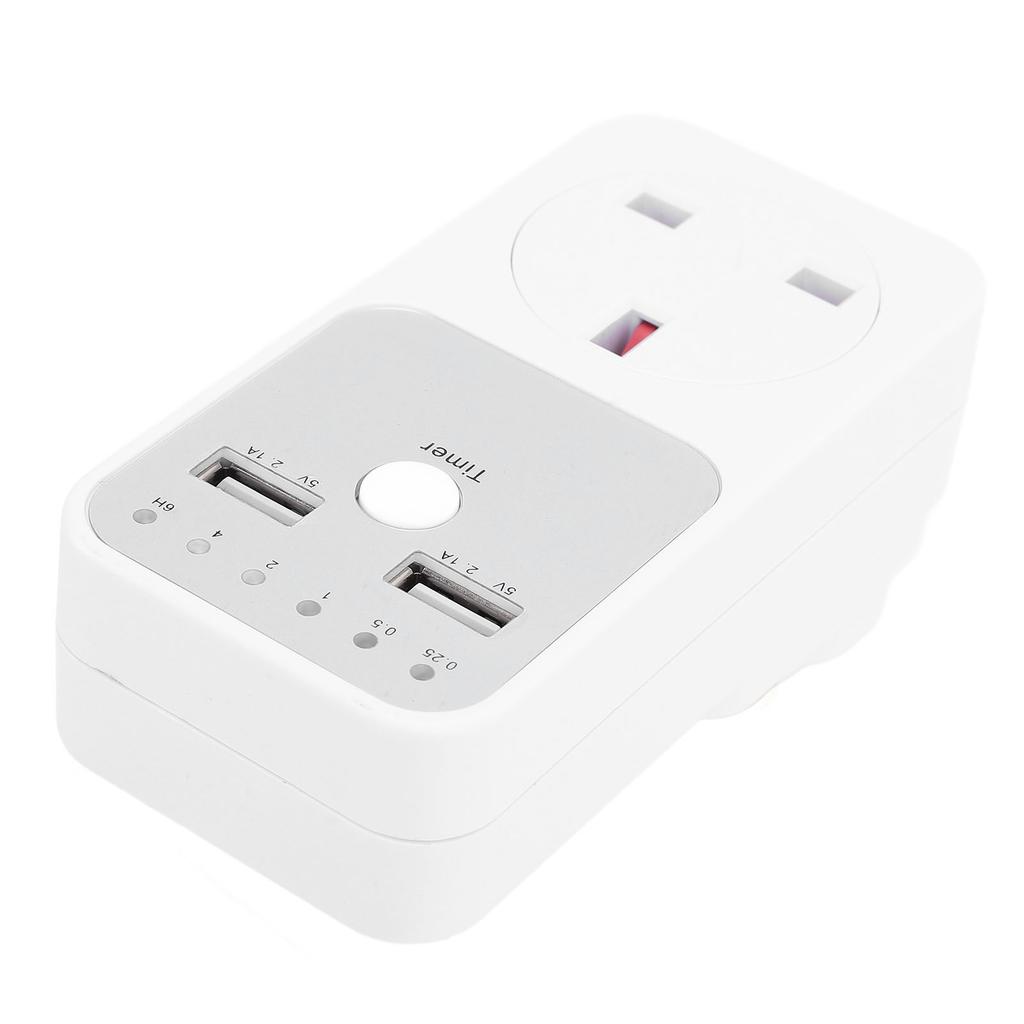 Timer Socket Double Control 2USB Ports Multifunctional Outdoor Timer Outlet for Refrigerator UK Plug
