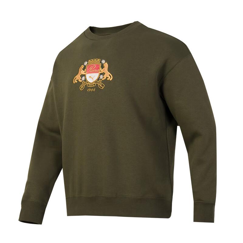 PUMA Classics Family Legacy Crew Neck Sweatshirt Deep Olive 630972-70 S