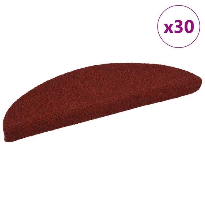 VidaXL Tapis d'escalier autocollants 30 pièces 56 x 17 x 3 cm Rouge bordeaux Demi-rond 3365683