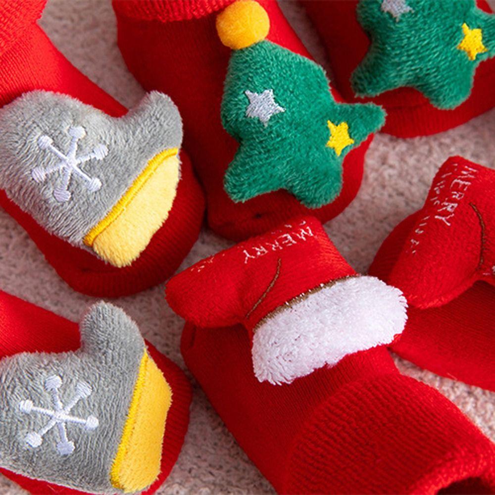 Tree Santa Claus Thicken Kids Cotton Socks Infant Short Socks Baby Christmas Socks Floor Socks