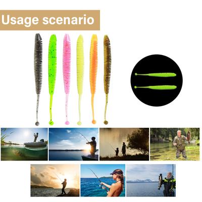 30Pcs Paddle Tail Baits Saltwater Fishing Accessories Fishing Lures Artificial Worm Bait 4.8/6/8cm Swimbaits Soft Lures