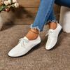 Large Size Single Shoes Women's Spring and Summer New Casual Single Shoes Pointed Lace-up Student Versatile Casual Single Shoes Batch