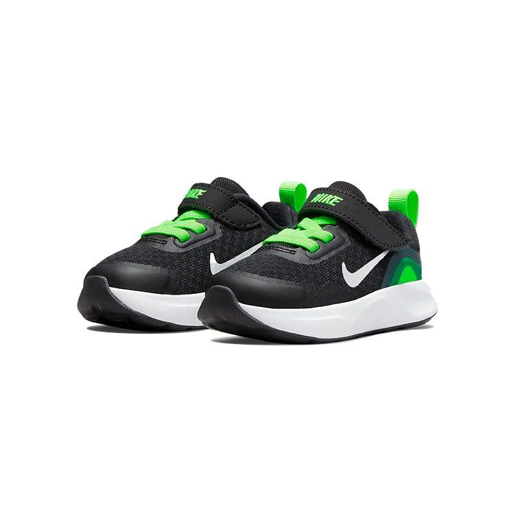 Nike Wearallday Synthetic Leather Low top Toddler Shoes Black Green Infant And Toddler CJ3818-015