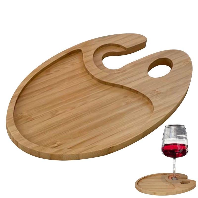 Appetizer Plates Wine Glass Holder Cocktail Charcuterie Plates Wine Glass Topper Wooden Serving Tray Small Cheese Board forParty