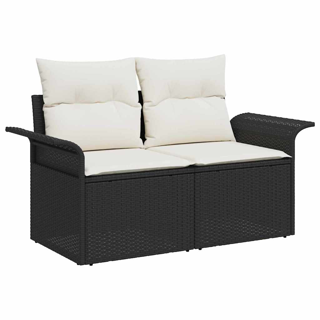 6 Piece Garden Sofa Set with Cushions Black Poly Rattan