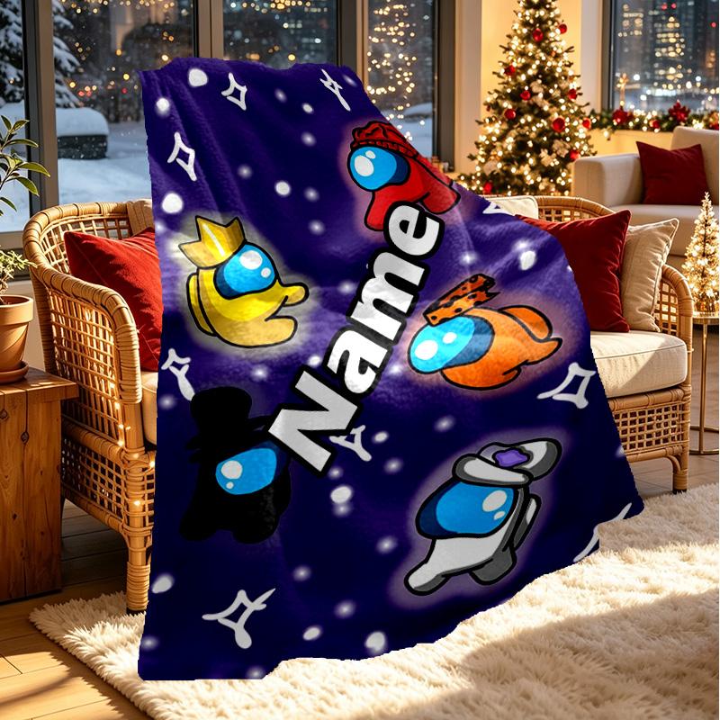 Custom Name Personalized Among Us Print Blanket, Home Decor, Bedroom, Sofa, Camping, Couch, Gifts for Birthday ChristmasEnthusiasts
