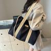 Solid Color Lace-up Canvas Women's Shoulder Bag Fashion Multi-functional Tote Bag Commuter Women's Bag