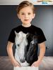 Children's Clothing Boys T-Shirt 3D Horse Print Short Sleeve Fashion Kids Summer Clothes Casual Child Girls Clothing O-Neck Tops
