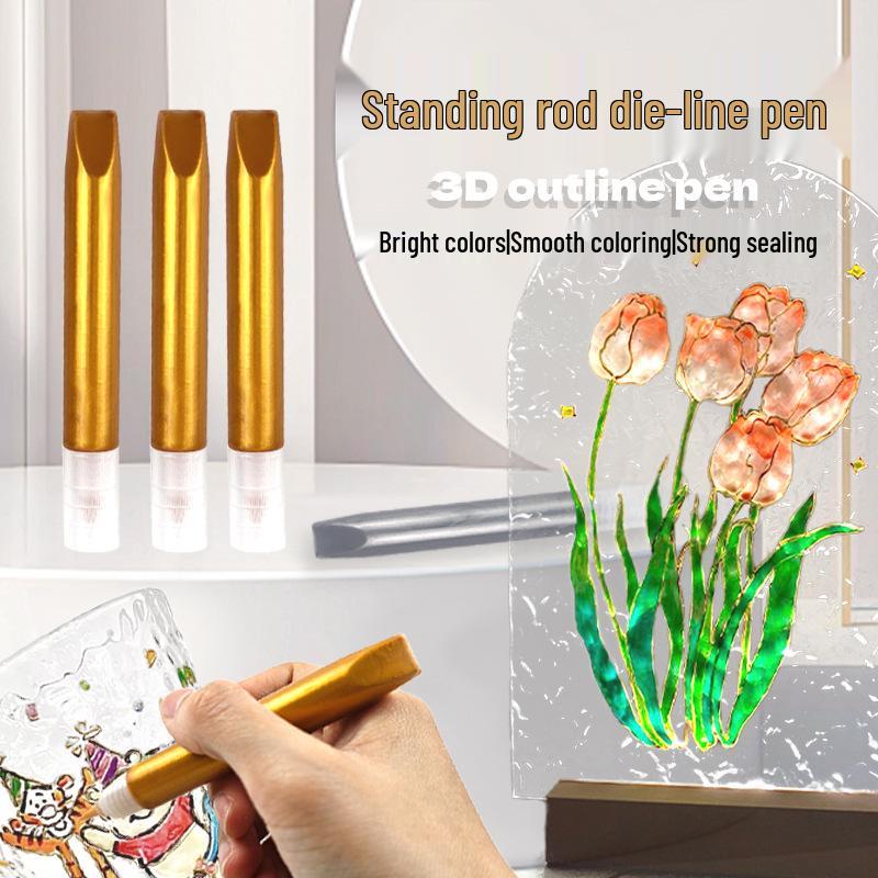

3D Stereoscopic Gold Acrylic Paint Pen for Glass Painting срібний