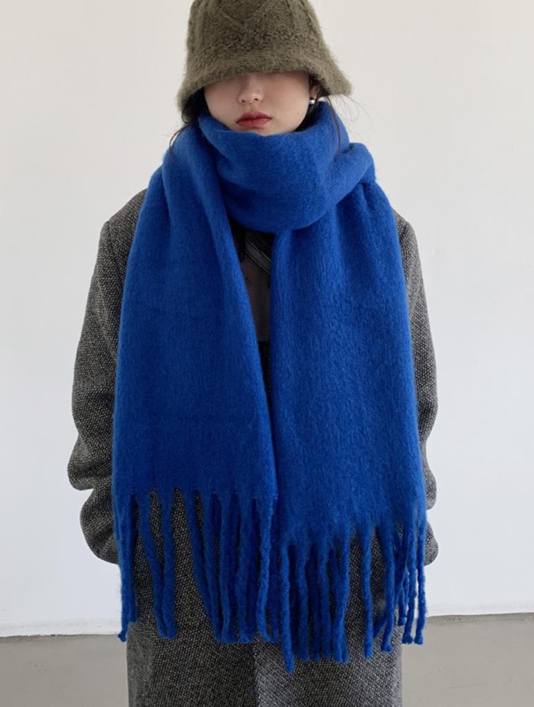 Korean atmosphere Mohair plaid plush scarf women's 1116 autumn and winter warm atmosphere couple scarf
