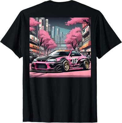 T-shirt Rétro Voiture de Course Skyline de Tokyo JDM Drift Tuning Au Dos