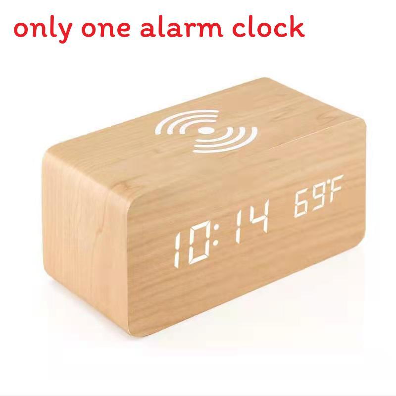 Modern Wooden Led Digital Clock With Temperature Display For Home Office Decor