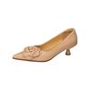 Fashion NEW Spring/Autumn Women Pumps Split Leather Shoes for Women Pointed Toe Kitten Heel Shoes Elegant Slip-on Flower Shallow Shoes
