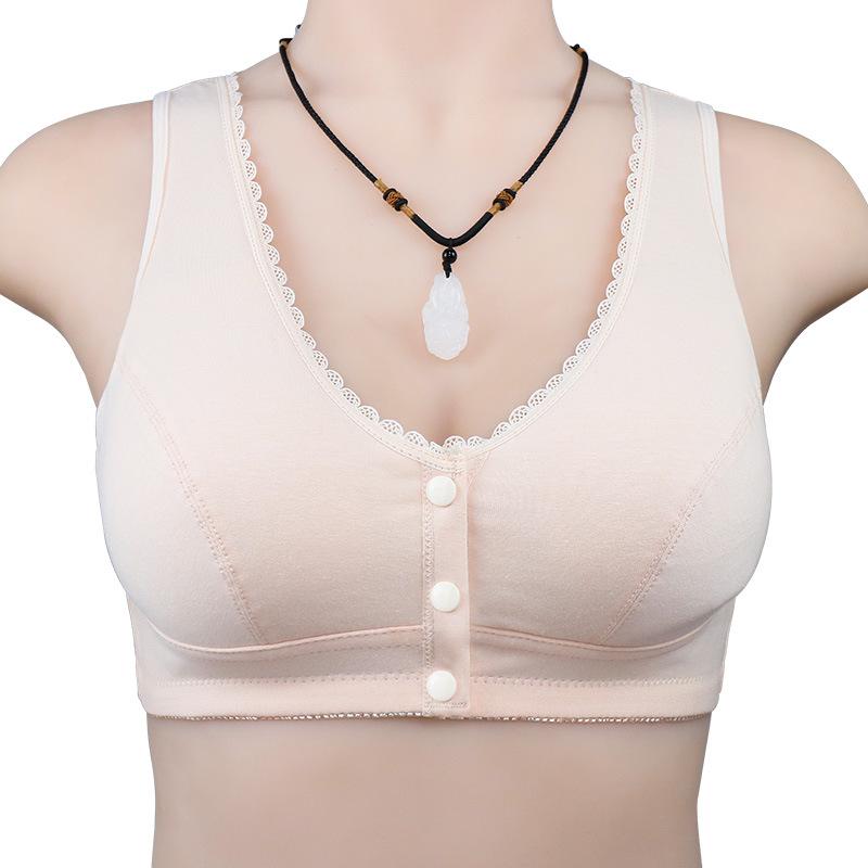 Autumn and winter new lace edge front buckle underwear women's soft cotton vest bra without steel ring underwear women
