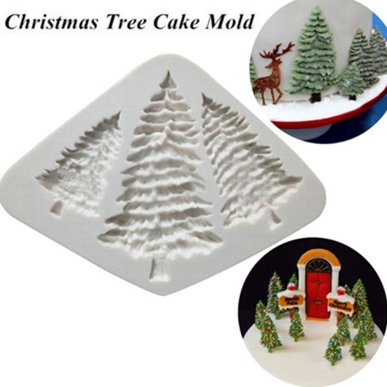 Cake Mold Non-stick No Odor Silicone Christmas Trees DIY Cake Decorating Mould for Kitchen Baking