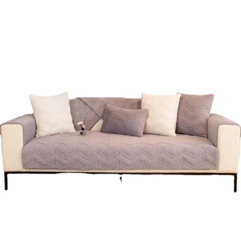 Simple Autumn And Winter Padded Sofa Cushion Plush Sofa Cushion Cover Towel Modern Simple Non-Slip Winter Warm Sofa Cushion