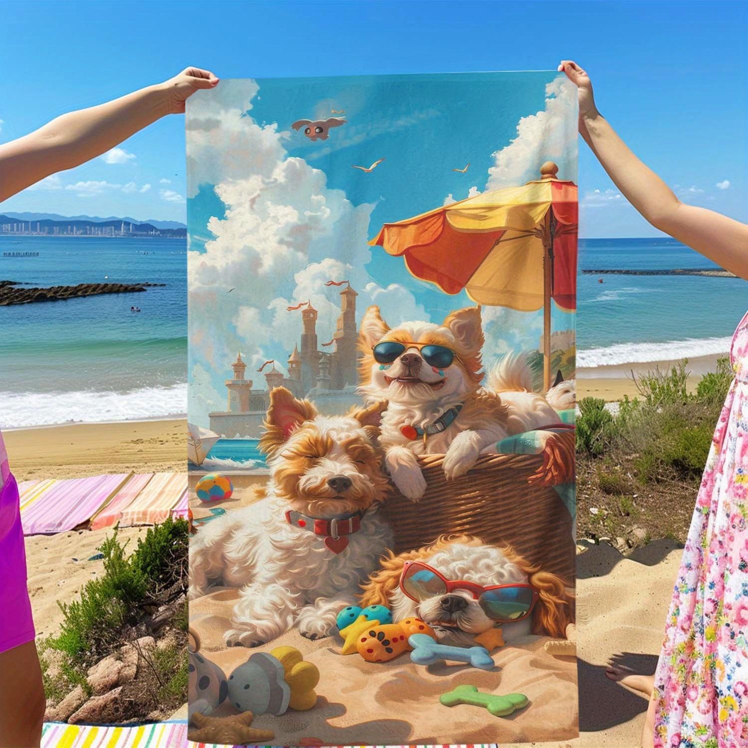 

Beach Adventure Dogs Bath Towel - Soft, Super Absorbent & Fun Design for Everyday Use & Perfect Gift for Dog Lovers 50x100cm