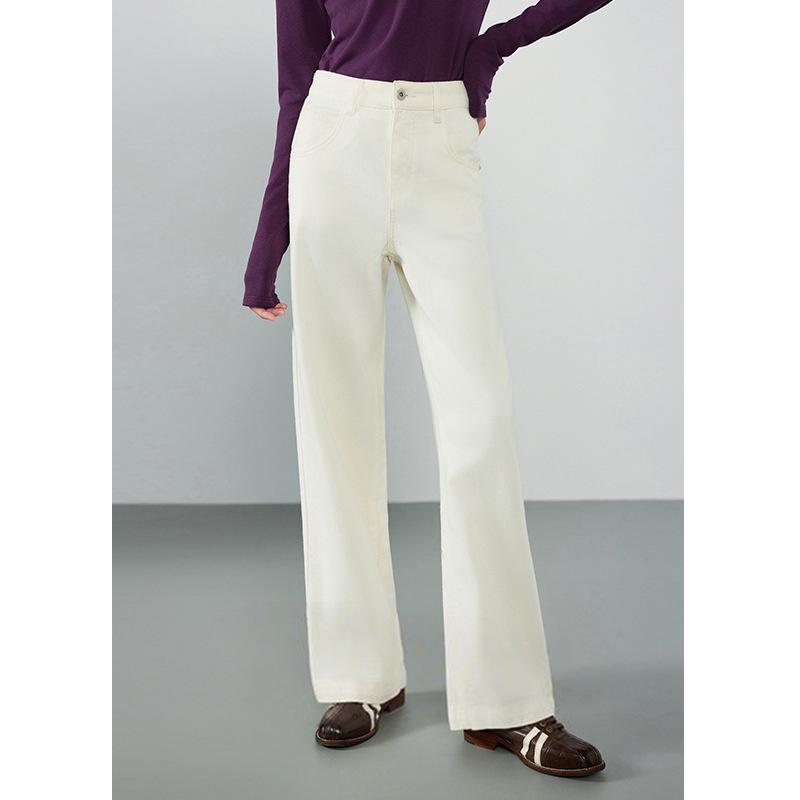 2026 Summer Women s High Waist White Straight-Leg Retro Jeans for Pear-Shaped Figures L