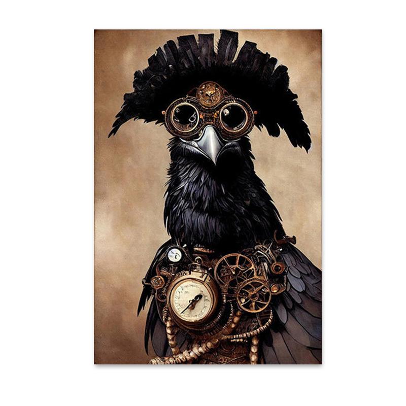 Retro Funny Animal Steampunk Cat Astronaut Rabbit Canvas Painting Posters Prints Wall Art Pictures for Living Room Home Decor