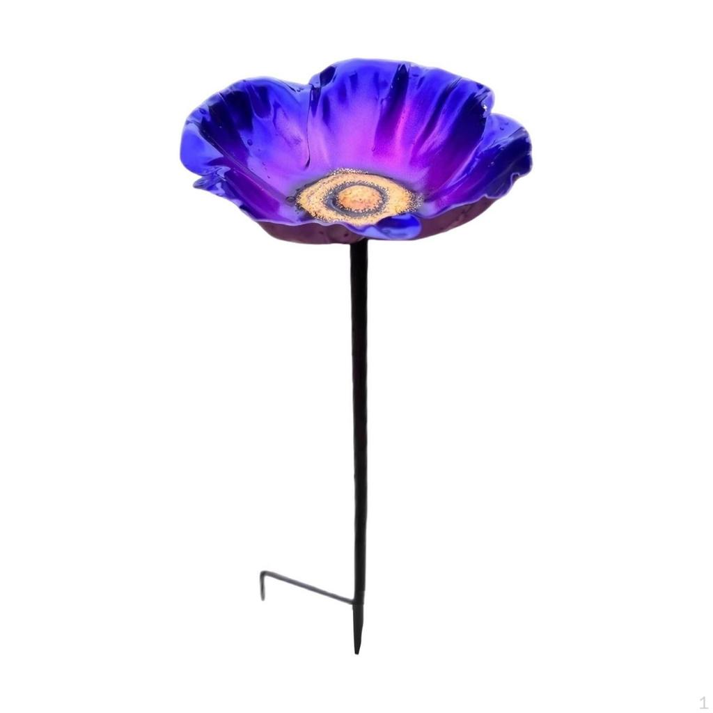 Garden Stake with Flower Basin Metal Feeder Outdoor Bird for Birds,