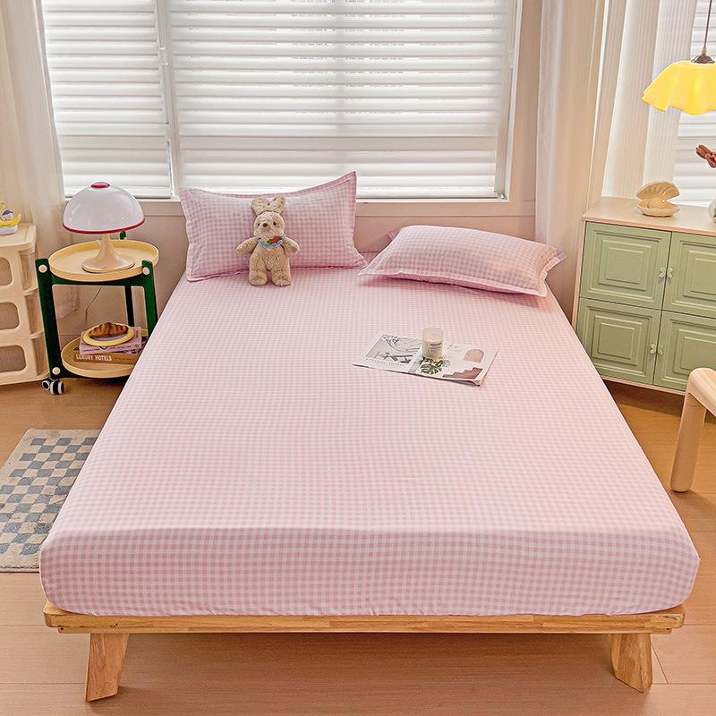 Four Seasons Skin-friendly Washed and Brushed Solid Color Pillowcase Protective Cover Double Fitted Sheet Taiwan Bed Bag
