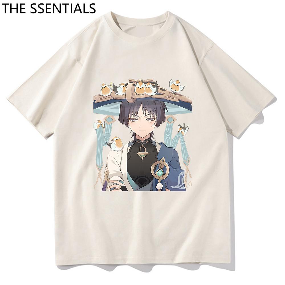 

Genshin Impact Scaramouche футболка унисекс/женская Harajuku футболка с мультяшным рисунком Странника унисекс аниме Эстетические хлопковые футболки Kawaii