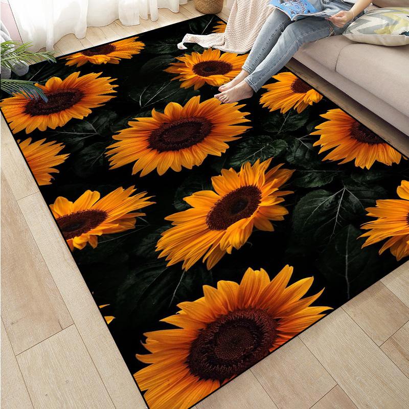 Colorful Flower Area Decoration Rose Sunflower Daisy Peach Blossom Floor Mat Living Room Sofa Rugs carpet