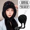 Ear Protection Bucket Hat Lacing Lei Feng Cap Cute Earmuff Knitted Hat  for Women