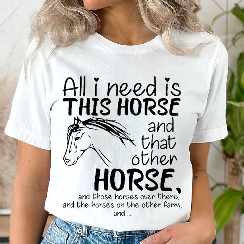 Женские футболки с принтом дикой лошади, летняя мода, футболки с коротким рукавом, топы, мне нужна только эта футболка с принтом лошади, женская футболка с круглым вырезом M