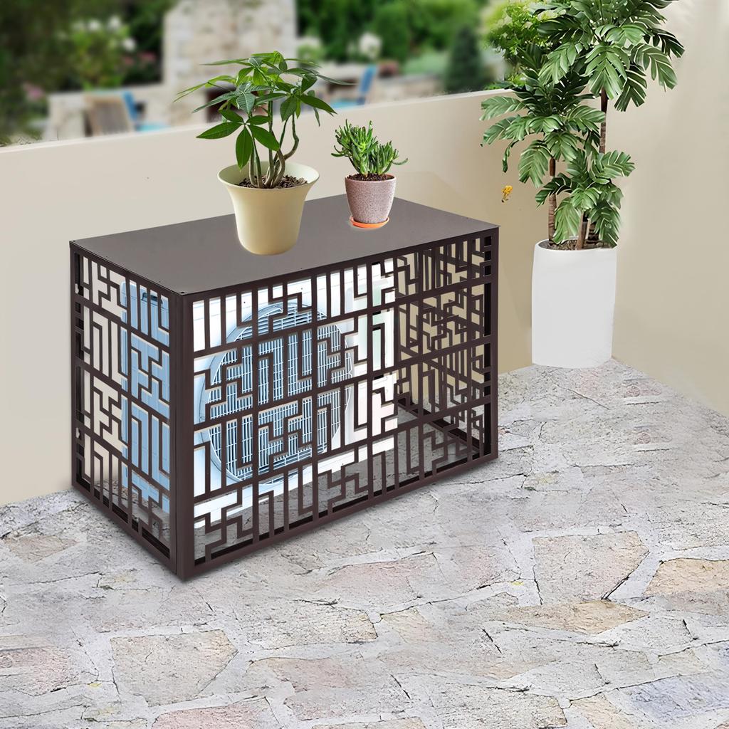 39"Aluminum AC Unit Fence Cover, Brown Outdoor Air Conditioner Enclosure