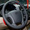 DIY Black Artificial Leather Steering Wheel Cover Hand-stitched Car Steering Wheel Covers for Kia Sportage 2 2005 - 2010