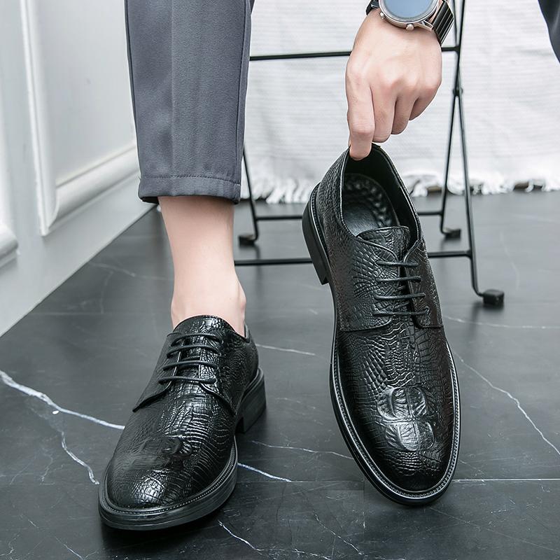 Fashion Men Leather Shoes Lace Up Oxfords High Quality Dress Business Shoes Luxury All-Match Wedding Party Shoes Man Zapatos Hombre