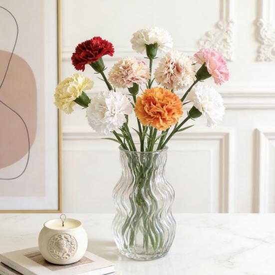 Künstliche Nelkenblume 29 cm Fake Seiden-Nelkenblume mit Einzelstiel für Hochzeit Brautstrauß Jubiläum Geburtstag Haus Esstisch Dekoration