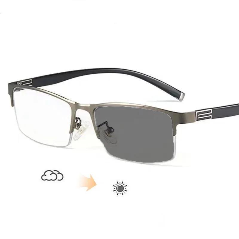 Half Frame Myopia Glasses Business Color-changing Male Female Near Sight Glasses Ultra Light Outdoor Driving Protection Glasses
