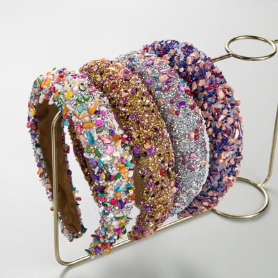 New Style Exaggerated Multi-color Crystal Candy Sponge Wide-brimmed Hairband Hair Accessory Headwear