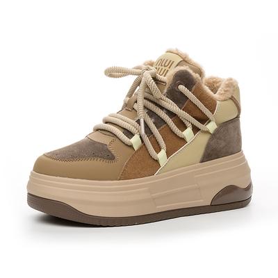 Women Winter White Shoes Female Thick Sole Plush Warm Shoes Casual Board Shoes High Top Walking Shoes Sneakers Shoes