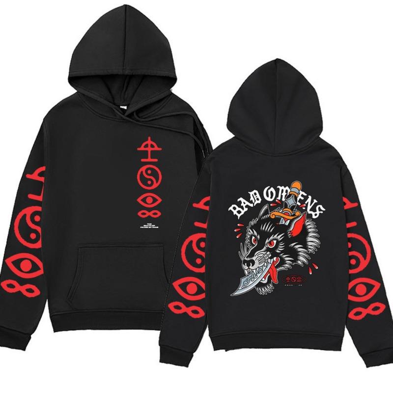 Rapper Bad Omens Band Double Sided Print Hoodie Vintage Arajuku Pullover Street Wear Unisex Autumn Winter Sweater