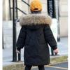 5-14 Years Teenagers Girls Winter Jacket Big Fur Collar Long Style Cold Proof Hooded Coat For Kids Thick Keep Warm Clothes